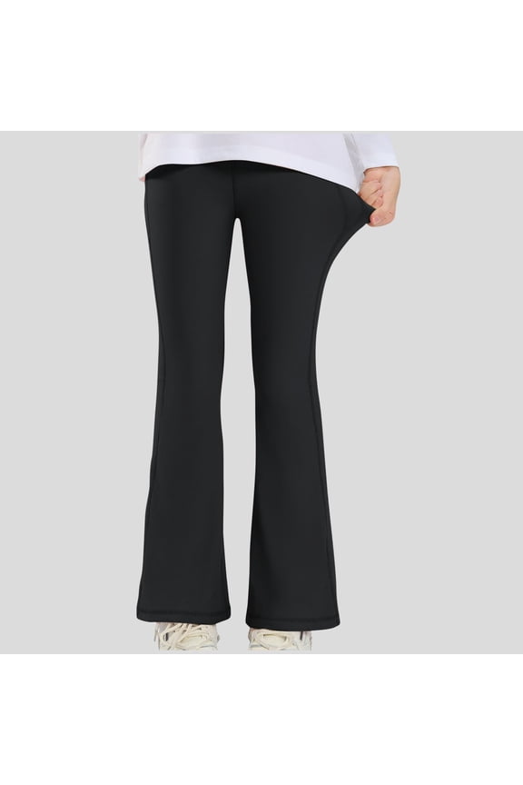 Girls Boys Flare Pants Fall Solid Color Warm Bottom Pant Toddler Fashion Lightweight Leggings Yoga Trousers Black 8-9 Years