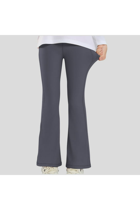 Girls Boys Flare Pants Fall Solid Color Warm Bottom Pant Toddler Fashion Lightweight Leggings Yoga Trousers Gray 6-7 Years