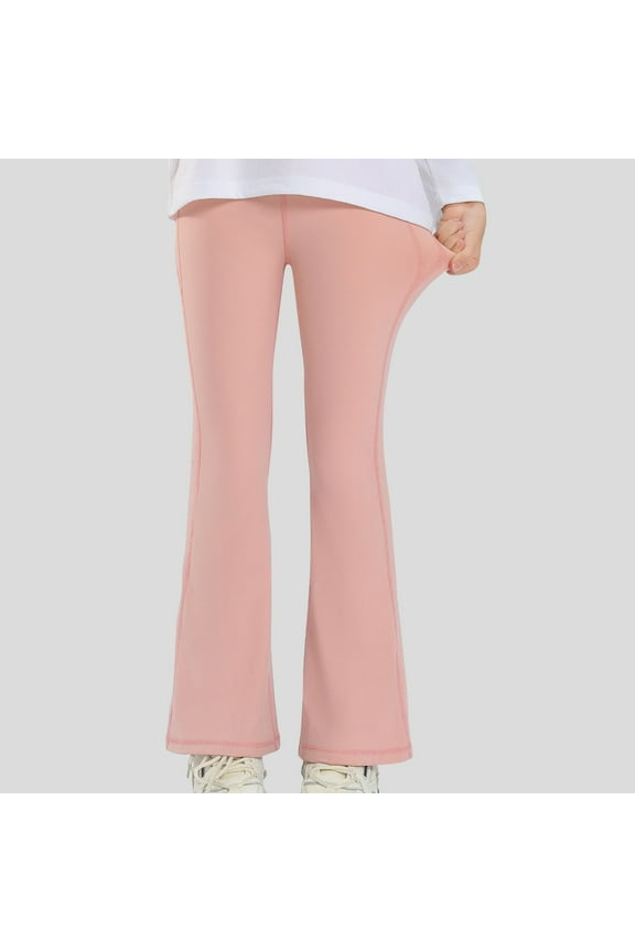 Girls Boys Flare Pants Fall Solid Color Warm Bottom Pant Toddler Fashion Lightweight Leggings Yoga Trousers Pink 11-12 Years