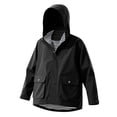 thumbnail image 1 of BLTIBY Girls Boys Rain Jacket Waterproof Raincoat Striped Lined Lightweight Hooded Windbreaker Jackets for Hiking Camping with Pockets Black 4-5 years, 1 of 8