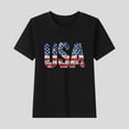 thumbnail image 1 of BLTIBY Girls Boys Summer Short Sleeve Top Child Kid Round Neck Independence Day Printed Cotton Shirts Infant Toddler Fashion Casual Loose Pullover Blouses Black 2-3 Years, 1 of 5