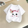 thumbnail image 1 of BLTIBY Girls Boys Summer Short Sleeve Top Child Kids Round Neck Printed Cotton Shirts Infant Toddler Fashion Casual Loose Pullover Blouse 2025 White 10-12 Years, 1 of 5