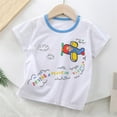 thumbnail image 1 of BLTIBY Girls Boys Summer Short Sleeve Tops Child Kid Round Neck Printed Shirts Toddler Infant Fashion Casual Loose Pullover Blouses 2025 White 4-5 Years, 1 of 3