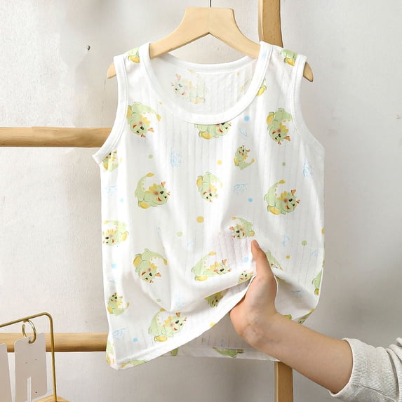 BLTIBY Girls Boys Tank Top Summer Sleeveless Funny Vest T Shirt for Teen Toddler Infant Round Neck Printed Fashion Casual Blouse White 3 18-24 Months