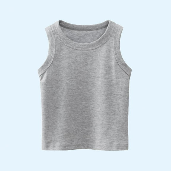 BLTIBY Girls Boys Tank Top Summer Sleeveless Vest T Shirt Toddler Infant Round Neck Fashion Casual Comfort Blouse 2025 Gray 4-6 Years
