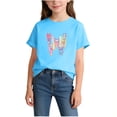 thumbnail image 1 of BLTIBY Girls Cotton Cap Sleeve Shirts Crew Neck Cute Summer Tops Loose Casual Lightweight Short Sleeve Blouse Soft Kids Clothes Blue 10-12 Years, 1 of 6