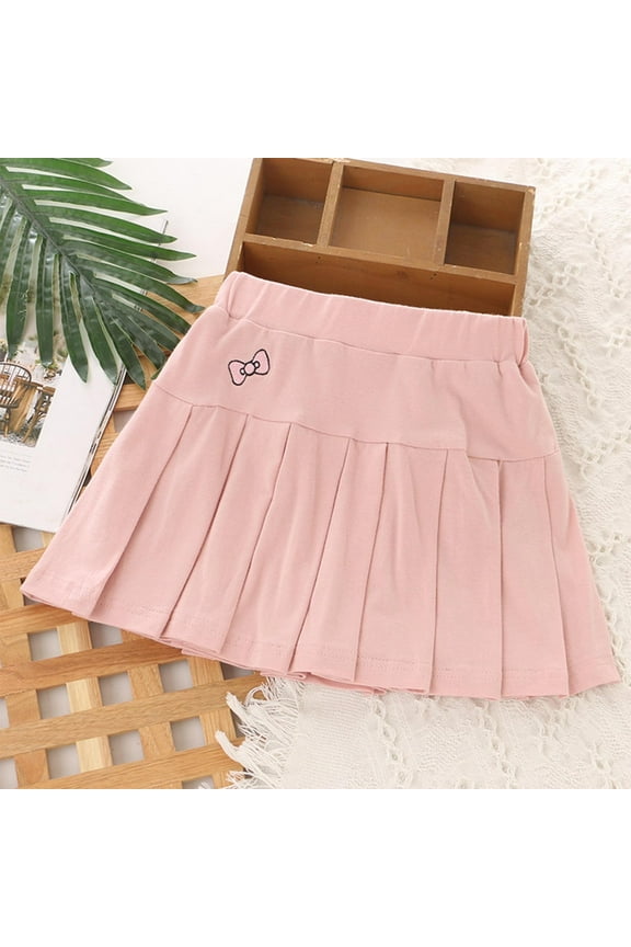 Girls Cotton Stretch Waist Skorts Athletic Skater Skirt for Play & School Comfort Uniform Pleated Skirts with Anti-Exposure Pant Pink 7-8 Years