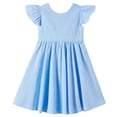 thumbnail image 1 of BLTIBY Girls Cute Summer Cotton Dress Flutter Ruffle Sleeve Dresses Casual High Waisted A Line Flowy Beach Sundress Light Blue 1-2Years, 1 of 6