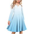 thumbnail image 1 of BLTIBY Girls Everyday Dress Long Sleeve Round Neck Toddler Gradient Spring Fall A-Line Flowy Swing Pleated Dresses Light Blue 5-6 Years, 1 of 4