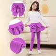 thumbnail image 1 of BLTIBY Girls Leggings Ruffle Skirt School Uniform Pants Relaxed Fit Cute Pants Kids Stretch Warm Preppy Legging Skirts Purple 9-10 Years, 1 of 8