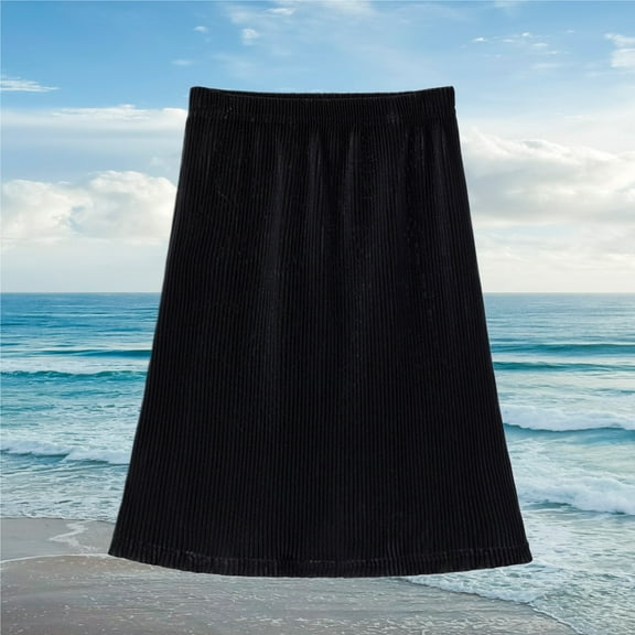 BLTIBY Girls Long Pencil Skirts Elastic High Waist Comfy Plain Straight Skirts for Birthday Party Soft Pleated Skirt Cute 3-11 Years Black 6-8 Years