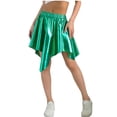 thumbnail image 1 of BLTIBY Girls Metallic Skirt Asymmetrical Ruffle Hem High Waisted Mini Skirts Sparkly Party Dance Y2K Rave Outfits Green 7-8Years, 1 of 5