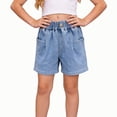 thumbnail image 1 of BLTIBY Girls Ripped Jean Shorts Teens High Waisted Y2K Distressed Denim Short Pants Summer Fashion Cute Jorts with Pockets Blue 6 3-4 Years, 1 of 8
