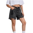 thumbnail image 1 of BLTIBY Girls Ripped Jean Shorts Teens High Waisted Y2K Distressed Denim Short Pants with Pockets Summer Fashion Cute Jorts Black 9-10 Years, 1 of 9