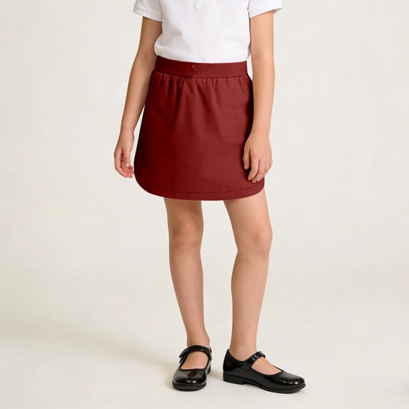 BLTIBY Girls School Uniform Skirt with Built in Shorts Kids Summer Elastic Waist Skorts Skirts with Pockets Wine 12-13 Years