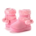 thumbnail image 1 of BLTIBY Girls Snow Boots Toddler Baby Boot Kids Winter Warm Fur Lined Waterproof Boots Leather Non-slip Shoes Pink 7-8 Years, 1 of 4