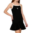 thumbnail image 1 of BLTIBY Girls Summer Mini Dress Sleeveless Spaghetti Strap Cami Short Dress Cute Bow Printed Tiered Ruffle Flared Hem Dresses Black 3-4Years, 1 of 8