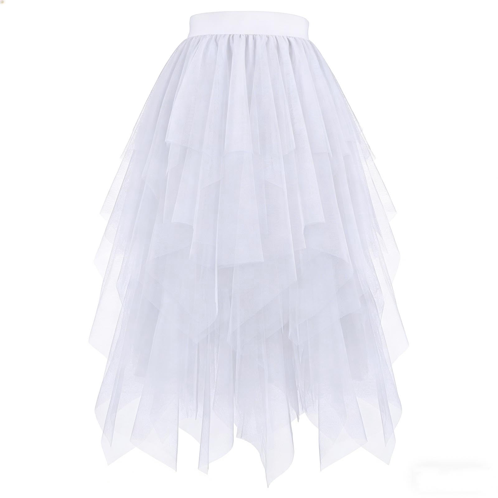 BLTIBY Girls Tulle Skirts High Low Layered A-line Midi Skirt Irregular ...