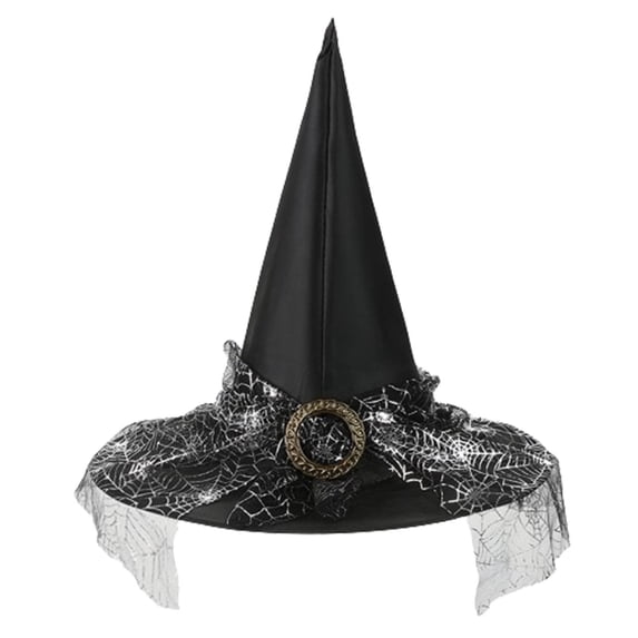 BLTIBY Halloween Lace Witch Hats for Women Masquerade Cosplay Wizard Costume Role Play Accessory for Halloween Decoration Bronze Free Size