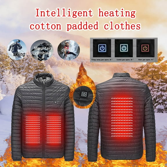 BLTIBY Heated Jacket for Women Men, Lightweight Jackets with 3 Heating Areas Long Sleeve Winter Casual Plus Size Coat with Pockets Black 4XL