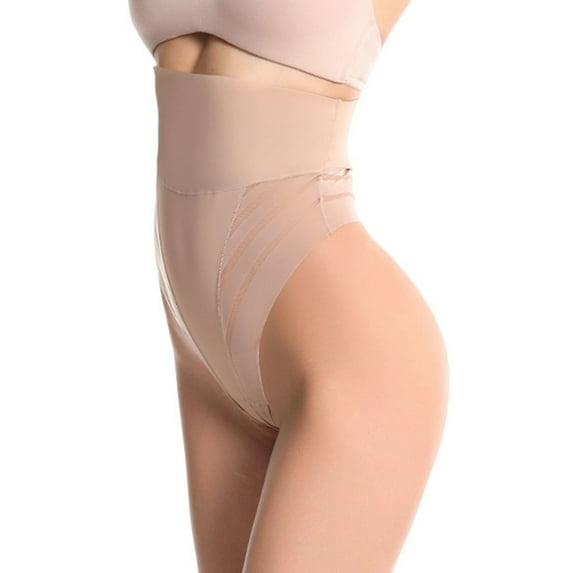 BLTIBY High Waist Triangle Thongs for Women Tummy Control Solid Color Mesh Body Shaping Briefs Comfortable Fashion Panties Khaki XL