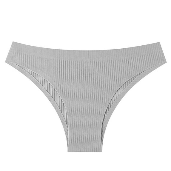 BLTIBY High Waist Triangle Thongs for Women Tummy Control Solid Color Seamless Briefs Comfortable Fashion Panties Gray M