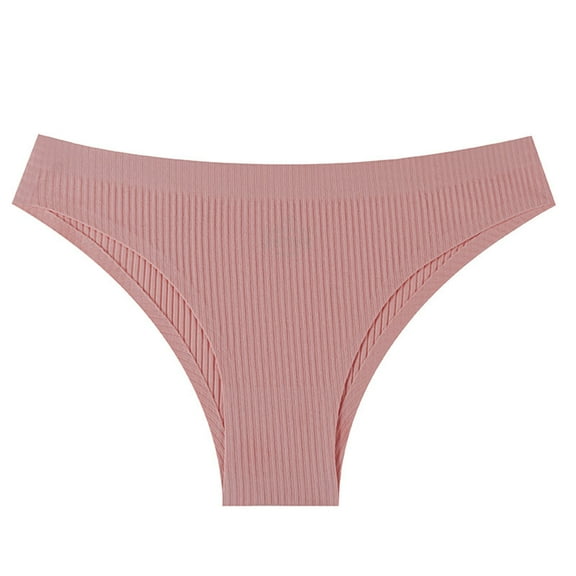 BLTIBY High Waist Triangle Thongs for Women Tummy Control Solid Color Seamless Briefs Comfortable Fashion Panties Pink S
