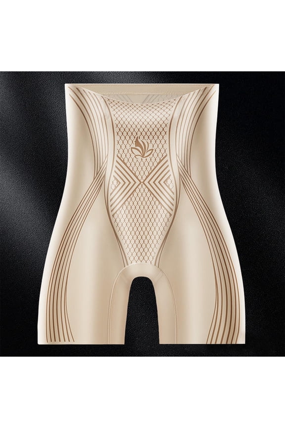 High Waisted Shapewear for Women Tummy Control Boxer Briefs Underwear Seamless Printed Plus Size Butt Lifter Body Shaper Beige 3XL