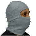 thumbnail image 1 of BLTIBY Hot Distressed Balaclava Ski Face Mask Full Face Knitted Hood Cover Winter Windproof Neck Warmer Hat for Adults Gray Free Size, 1 of 2