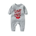 thumbnail image 1 of BLTIBY Infant Baby Boys Girls Jumpsuit Valentine's Day Heart Printed Fall Spring Long Sleeve Romper Newborn Fashion Casual Outfit One Piece Clothes Gray 12-18 Months, 1 of 3