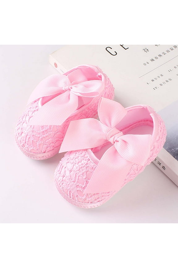 Infant Baby Girls Flats Autumn Princess Soft Sole Shoe Non-Slip Rubber Sole Mary Jane Flats Lightweight Cute Wedding Dress Shoes Pink 3-6Months