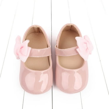 BLTIBY Infant Baby Girls Leather Shoes Autumn Princess Soft Sole Shoe Mary Jane Flats Lightweight Cute Wedding Dress Shoes Pink 0-6 Months