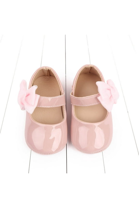 Infant Baby Girls Leather Shoes Autumn Princess Soft Sole Shoe Mary Jane Flats Lightweight Cute Wedding Dress Shoes Pink 0-6 Months