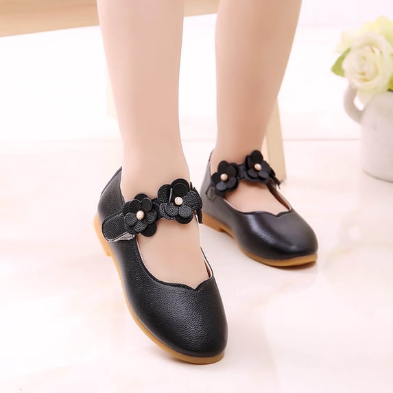 BLTIBY Infant Baby Girls Leather Shoes Autumn Princess Soft Sole Shoe Mary Jane Flats Lightweight Wedding Dress Shoes Black 3-4Years