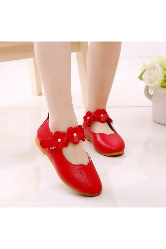 Infant Baby Girls Leather Shoes Autumn Princess Soft Sole Shoe Mary Jane Flats Lightweight Wedding Dress Shoes Red 4Years