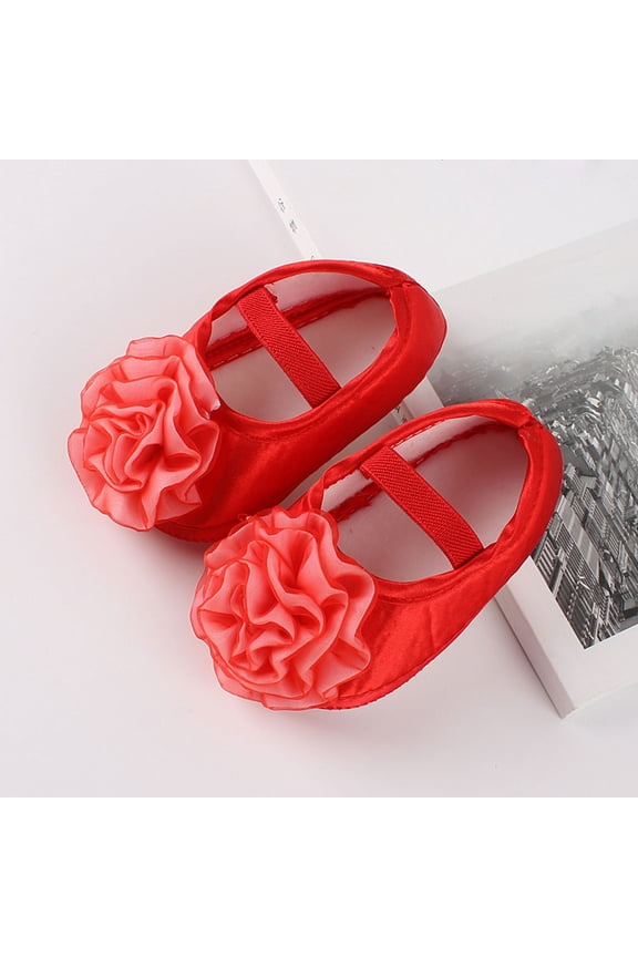 Infant Baby Girls Loafers Flats Autumn Princess Soft Sole Lace Shoe Non-Slip Rubber Sole Mary Shoes Lightweight Cute Wedding Dress Shoes Red 0-2 Month