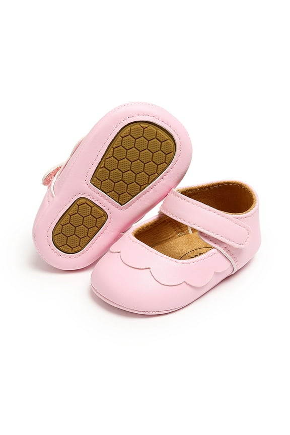 Infant Baby Girls Loafers Flats Autumn Princess Soft Sole Shoe Non-Slip Rubber Sole Mary Jane Flats Lightweight Cute Wedding Dress Shoes Pink 6-9 Months