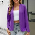 thumbnail image 1 of BLTIBY Jacket for Women Cardigan Spring Fall Solid Color Casual Fashion Long Sleeve Open Front Jackets Notch Collar Coat Sweater Blazer Outerwear Purple XXL, 1 of 5
