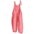 thumbnail image 1 of BLTIBY Jumpsuits for Women Casual Solid Color Summer Ladies Adjustable Loose Sleeveless Wide Leg Overalls Spaghetti Strap Stretchy Backless Long Pant Romper with Pockets Red S, 1 of 5