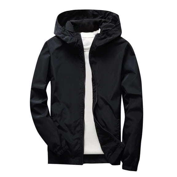 BLTIBY Kids Rain Jacket Boys Girls Waterproof Hooded Raincoats Fashion Lightweight Windbreaker Fall Zip Jackets with Pockets Black 7-8Years