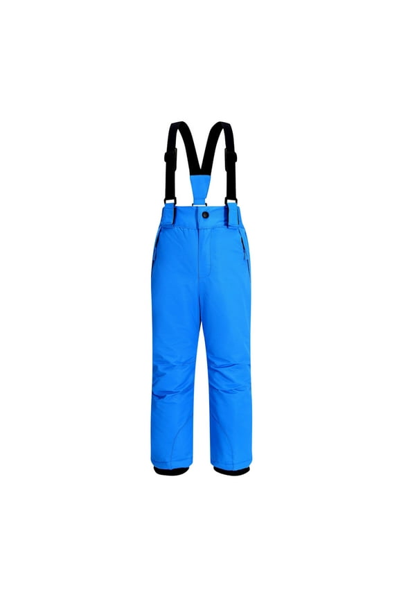 Kids Snow Bibs Overalls Boys Girls Waterproof Windproof Snow Pants Warm Insulated Skiing Snowboard Winter Snowsuits with Pockets Blue 18-19 Years