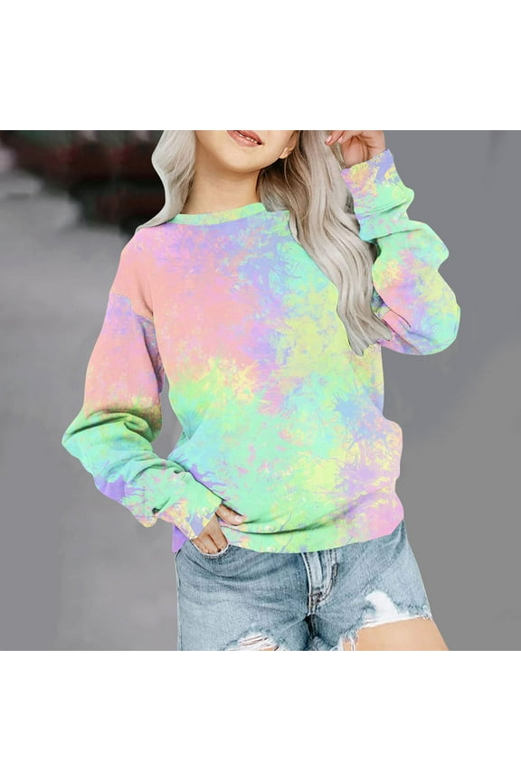 Kids Toddler Baby Girls Sweatshirts Infant Printed Autumn Winter Round Neck Long Sleeve Fashion Pullover Jumper Outfits 1-12 Years Multicolor 2-3 Years