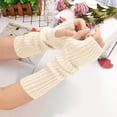 thumbnail image 1 of BLTIBY Knitted Arm Warmers Fingerless Gloves for Women Winter Solid Color Fashion Thermal Knit Mitten Long Arm Sleeve with Thumb Hole Beige Free Size, 1 of 4