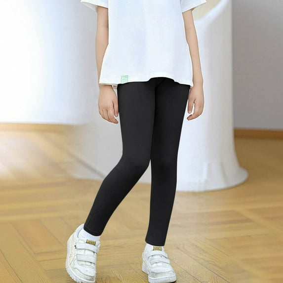 BLTIBY Leggings for Girls Fall Solid Color Soft Bottom Yoga Pants Comfortable Fashion Lightweight Trousers Black 7-8Years