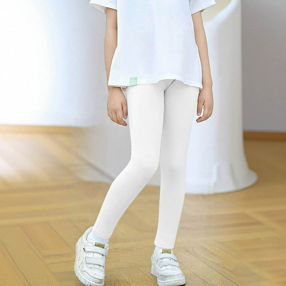 BLTIBY Leggings for Girls Fall Solid Color Soft Bottom Yoga Pants Comfortable Fashion Lightweight Trousers White 11-12Years