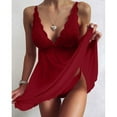 thumbnail image 1 of BLTIBY Lingerie Sleepwear for Women Lace Babydoll V Neck Teddy Lingerie Pajamas Nightdress Strap Mesh Chemise Transparent Dress Red XL, 1 of 2