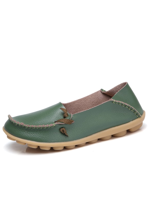 Loafers for Women Penny Shoes Comfortable Slip On Casual Ladies Fashion Moccasins Lightweight Round Toe Driving Flats Boat Shoes Army Green 37