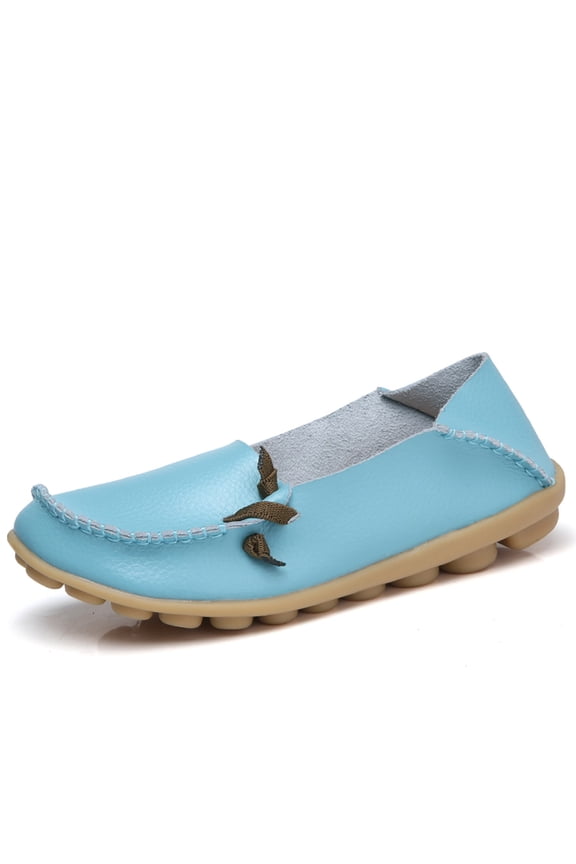Loafers for Women Penny Shoes Comfortable Slip On Casual Ladies Fashion Moccasins Lightweight Round Toe Driving Flats Boat Shoes Sky Blue 35