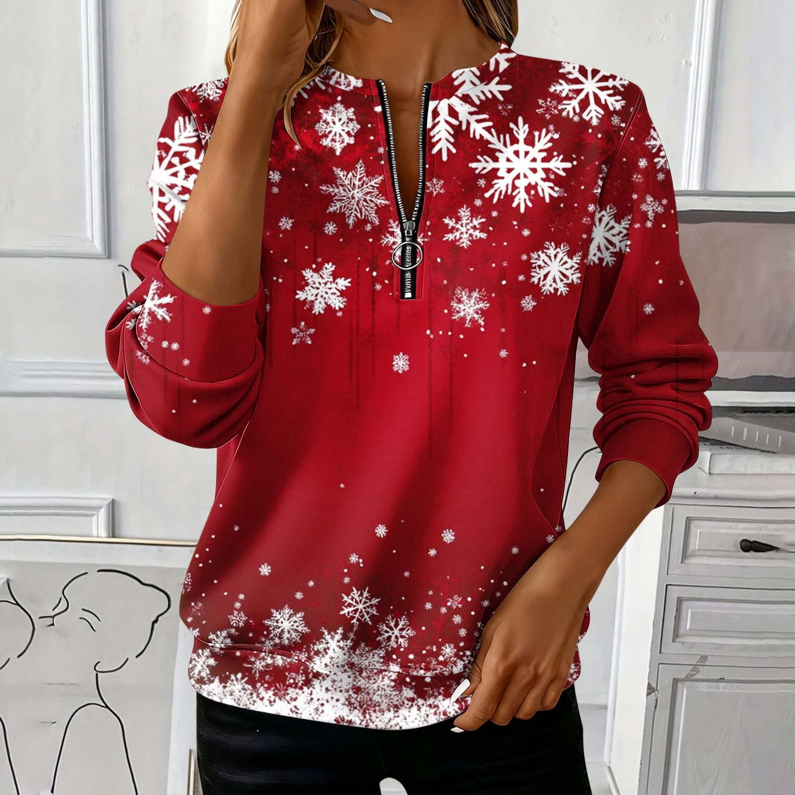 BiBi Christmas Theme Fleece Buttoned Top with Pockets main image 0