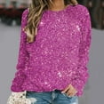 thumbnail image 1 of BLTIBY Long Sleeve Tops for Women Sequin Round Neck Loose Casual T-Shirt Fashion Comfy Pullover Blouse Hot Pink S, 1 of 4